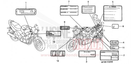 ETIQUETTE DE PRECAUTIONS CB500SY de 2000